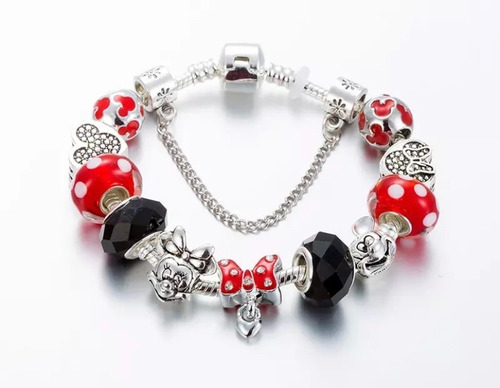 Pulsera Plateada Estilo Mickey & Minnie - Modelo E