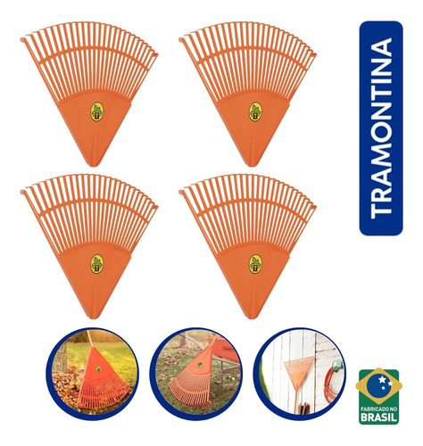 Kit 04 Vassouras Jardim Tramontina Plastica 26 Dentes