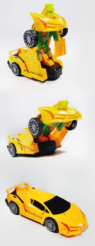 Auto Transformers Convertible C/ Luces Y Sonidos A Pilas Transformers Amarillo