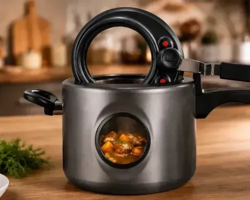 Panela De Pressão 4,5 Litro Com Visor Lateral Cozinha Rápido Grafite