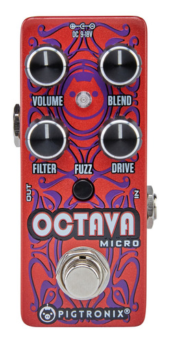 Imagen 3 de 4 de Pedal de efecto para instrumento de cuerda Pigtronix Octava OCT rojo