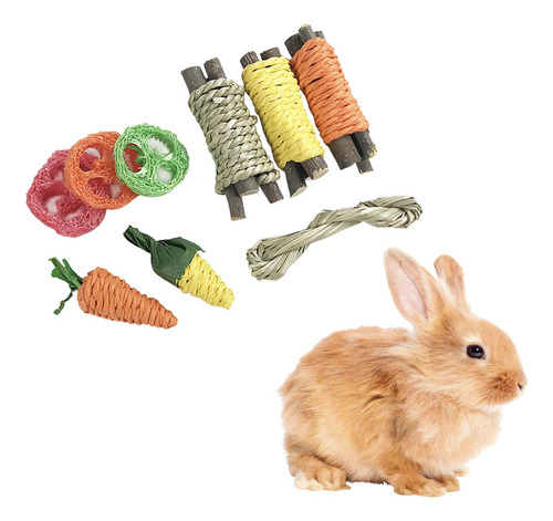 9x Hámster Juguetes Para Masticar Conejo, Rama De Árbol,