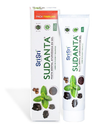 Pasta De Gel Dental Menta Sudanta Ayurvédica 200 G - Sri Sri