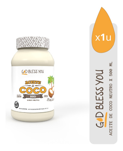 Aceite De Coco God Bless You - Neutro/rbd 500ml