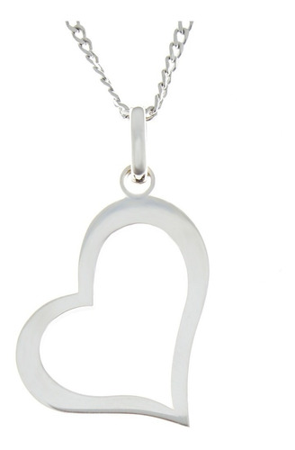 Collar Con Dije De Corazón Calado En Plata Ley .925