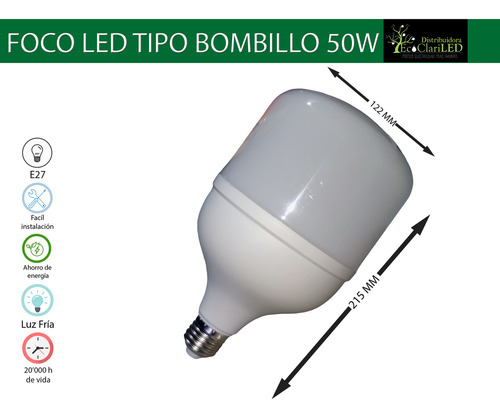 2 Pz Foco Ahorrador Led 50w Espacios Grandes Rosca E27 Sl