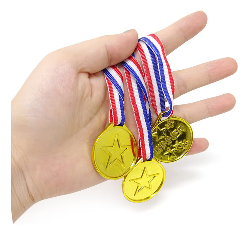 24 Medallas De Plástico Dorado Para Fiestas, Juegos,