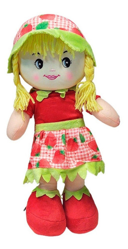 Muñeca Pepona De Tela Bordada Frutillita 37 Cm Juguete Niñas