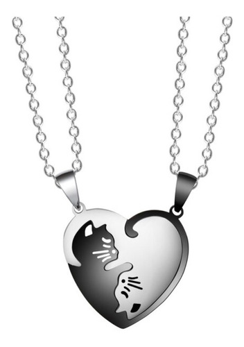 Collar Amor Novios Te Amo Bff 2x1 Gato Corazon Yin Yang Mich