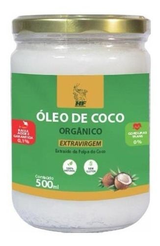 Oleo De Coco 500ml Orgânico Extravirgem Hf Suplements