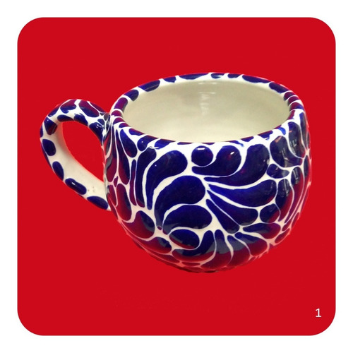 Imagen 1 de 2 de Tarro Chocolatero Barroco Azul De Talavera Poblana 500 Ml Tz