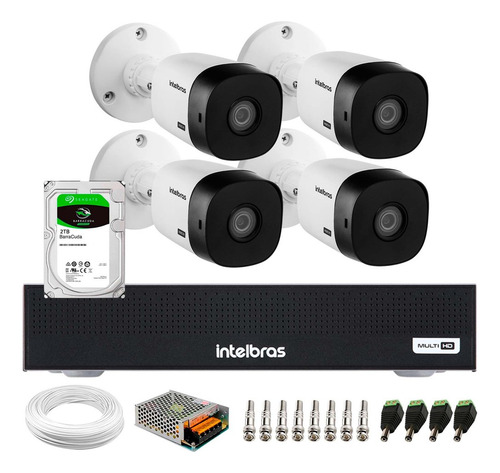 4 Câmeras Intelbras Vhd1530b Infra 30m Dvr 4 Canais Hd 2tb B