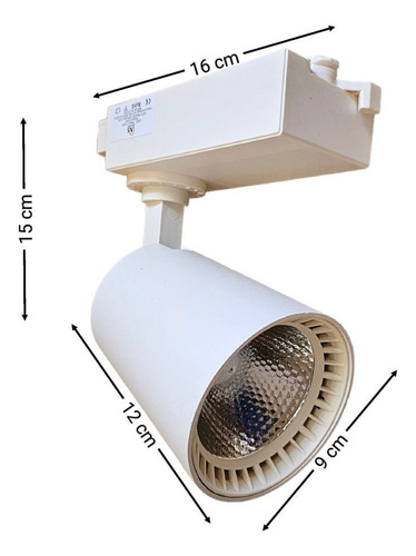 Pack 3 Focos Riel Led 20w Incluye Riel Monofásico 1mt Blanco