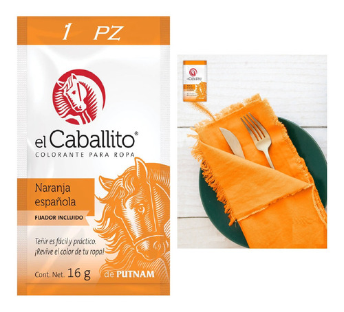 Colorante Caballito Teñir Telas Pintar Ropa Naranja (1pz)