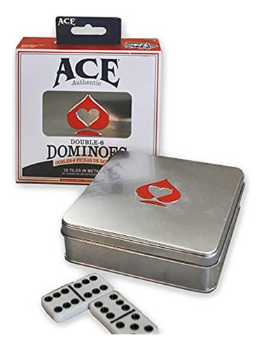 Lata Ace Double Six Dominó En Case, Color Blanco