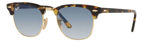 Anteojos de sol Ray-Ban Clubmaster Fleck talle Large armazón polished yellow havana y lente light blue