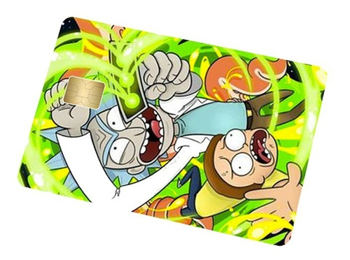 Sticker Cover Tarjeta De Banco Rick And Morthy Verde