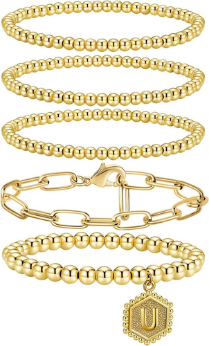 Showee Gold Beade Beade Para Mujeres Pulsera De Cuentas De U