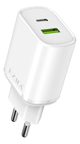 Carregador Rápido Para Telemóvel 5v/2.4a Usb + Type-c Cor Branco