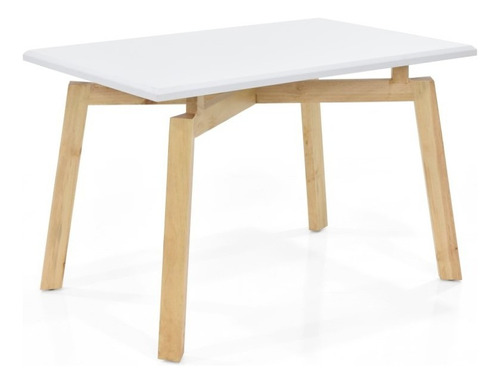 Mesa De Comedor Irlanda 4p Tapa Blanco Patas Matiz Natural