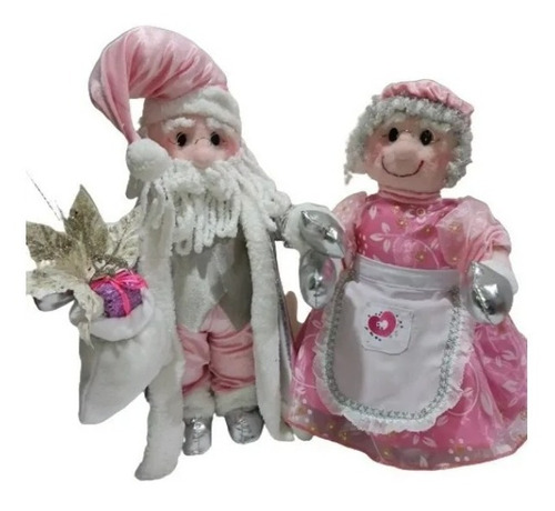 Pareja Mama Y Papa Noel Pequeños Muñecos