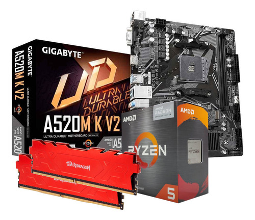 Kit Placa Mãe A520m K Ryzen 5 5600g Ram 2x8gb 3200mhz