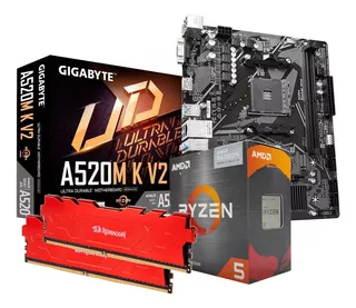 Kit Placa Mãe A520m K Ryzen 5 5600g Ram 2x8gb 3200mhz