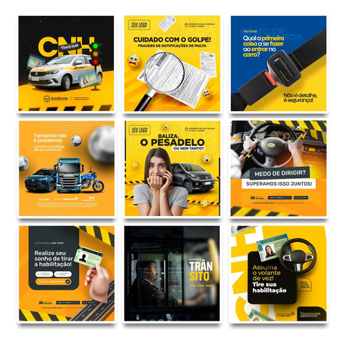 Pack Auto Escola Cnh, 290 Artes Editáveis Photoshop Psd