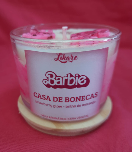 Vela Aromática Morango Barbie Casa De Bonecas Presente 120g