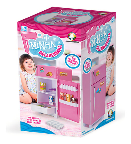 Monte Líbano Geladeira infantil com acessórios minha geladeirinha rosa