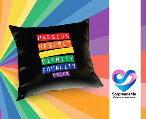 Cojin De Regalo Sorprendeme - Colección Pride Arcoíris Negro Liso