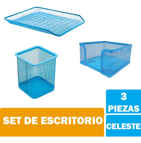 Combo Organizador Metálico Escritorio X3 Colores