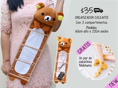 Imagen 2 de 3 de Rilakkuma Kawaii Peluche Organizador Medias Cojin