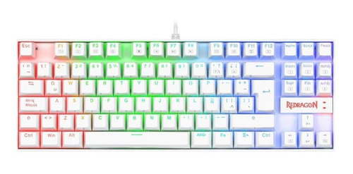 Imagen 1 de 3 de Teclado gamer Redragon Kumara K552 QWERTY Outemu Red español latinoamérica color blanco con luz RGB