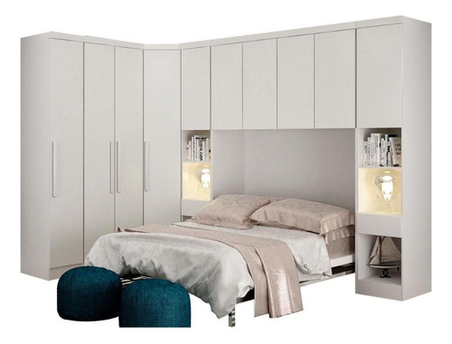 Modulado De Quarto Rizon 6 Peças 1 Armário Ponte + 1 Closet