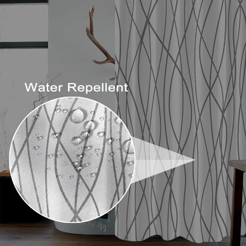 Cortina De Ducha A Rayas Gris Y Blanco Para Baño 72 X72 , Ju