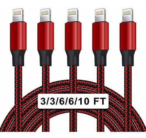 Unen Cable Para iPhone 3 6 10 Pie Color Negro Rojo Tt