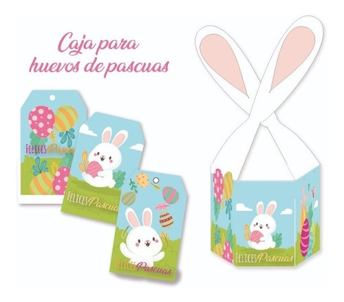 Caja Para  Pascuas Digital Imprimible + Etiquetas Tags