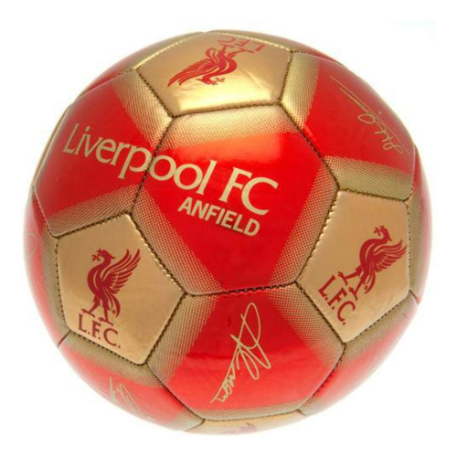 Balón De Fútbol De La Firma Del Liverpool Fc, Oro Rojo