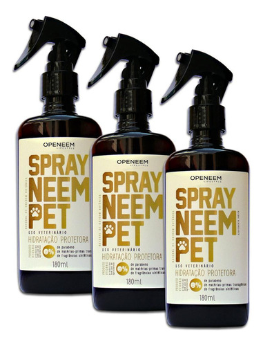 Spray Neem Pet 180ml Openeem (uso Animal) - 3 Unidades