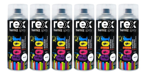 Pack 6 Barniz En Spray Profesional Secado Rápido Rex 400ml