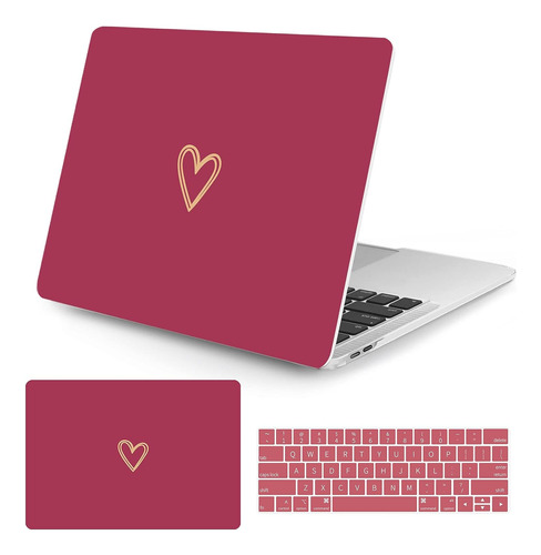 Funda Para Macbook Pro 13'' - Roja/corazon Dorado