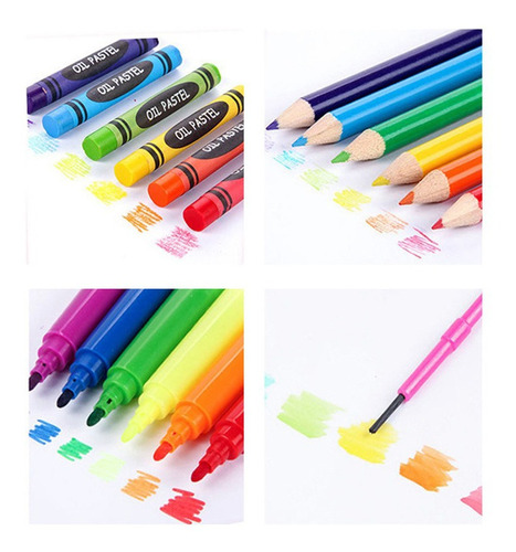 Niños Arte Caja de color Pinturas Lápiz Lápices de Colores Fieltro Punta Plumas Set 86pc para niños 