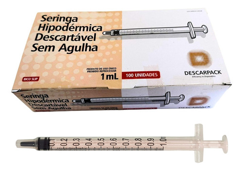 Seringa Insulina Resíduo Zero 100 Unid 1ml Sem Agulha