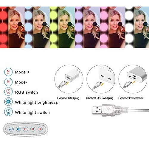Para Siccoo Vanidad Para Espejo, Rgb Colorido Diy Hollywood