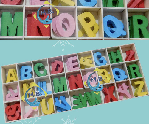 Imagen 2 de 3 de 130 Letras Madera Abecedario Completo Didactico En Caja Niño