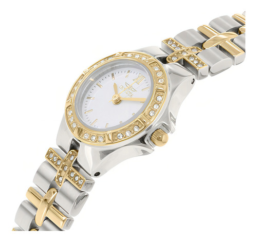 Invicta | Relógio feminino | 0133 | Cor original da pulseira: prata/ouro, cor do bisel, cor de fundo dourado, cor de fundo branca