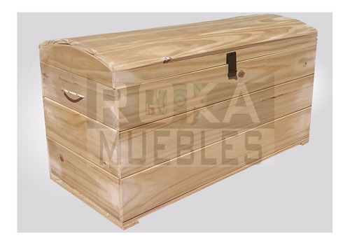 Imagen 2 de 4 de Baul De Madera De 80 Pino Tapa Recta O Bombe Roka