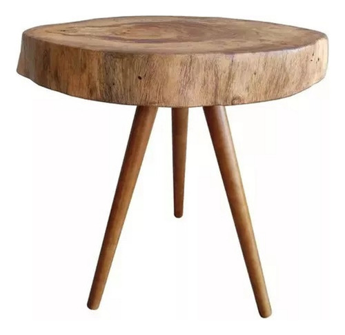 Mesa Rústica Tronco De Arvore Redonda Lateral Tripé Pé Palito Jt Home