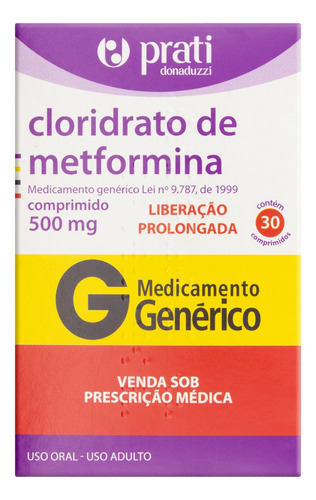 Cloridrato De Metformina 50mg 30 Comprimidos